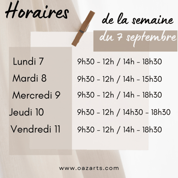 Horaires semaine 25