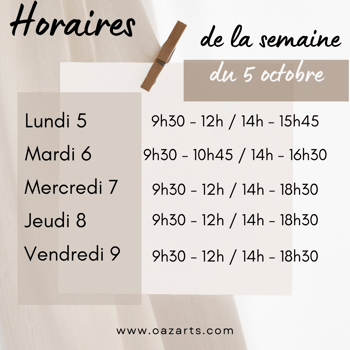 Horaires semaine 32