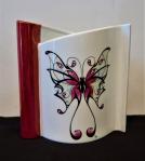 Vase papillon lustre pourpre